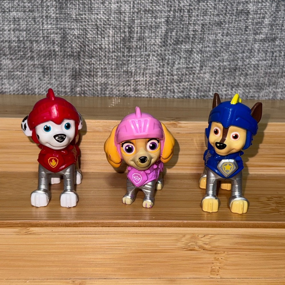 PAW Patrol Rescue Knights Figures Chase Marshall Skye Dragon Armor Set 3pc